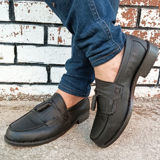 Modamela E458 Siyah Deri Corcik Klasik Erkek Ayakkabı