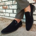 Modamela E734 Siyah Süet Bağcıksız Klasik Erkek Ayakkabı