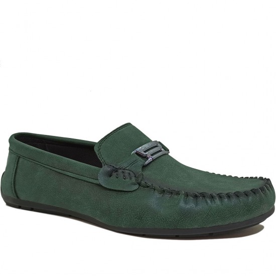 Modamela E489 Yeşil Deri Tokalı Erkek Ayakkabı
