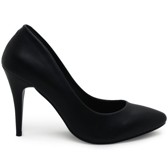 Modamela K015 Siyah Deri Topuklu Kadın Ayakkabı
