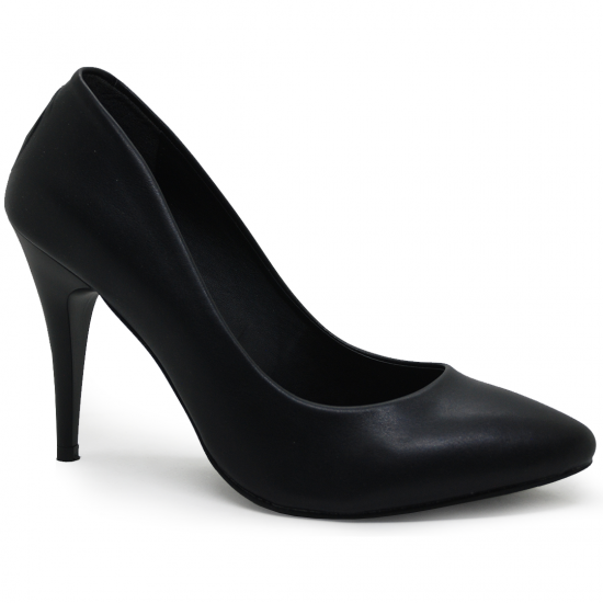 Modamela K015 Siyah Deri Topuklu Kadın Ayakkabı