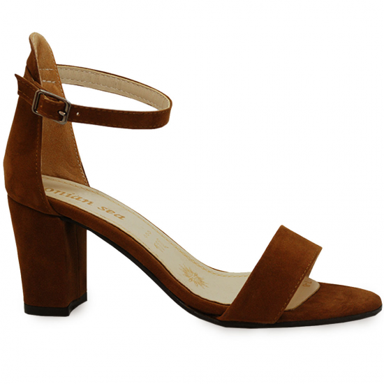 Modamela K018 Kahverengi Süet Topuklu Kadın Ayakkabı