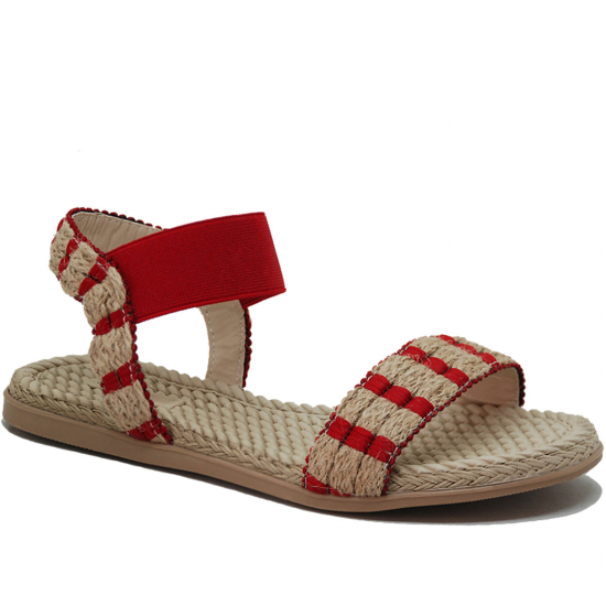 Modamela K053 Kırmızı Hasır Kadın Sandalet