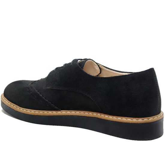 Modamela K058 Siyah Süet Bağcıklı Kadın Ayakkabı