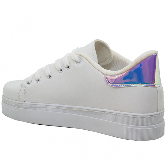 Modamela K077 Beyaz Deri Bağcıklı Kadın Spor Ayakkabı