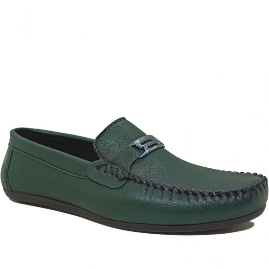 Modamela E468 Yeşil Deri Tokalı Günlük Erkek Ayakkabı