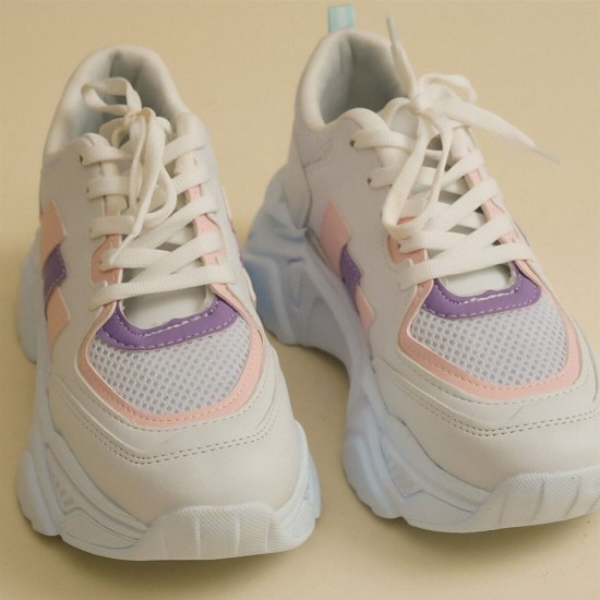 Modamela K134 Beyaz Pembe Kadın Spor Ayakkabı