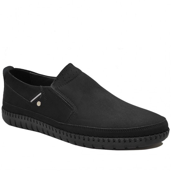 Modamela E709 Siyah Süet Bağcıksız Erkek Ayakkabı