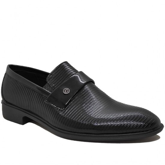Modamela E729 Siyah Rugan Bağcıksız Klasik Erkek Ayakkabı