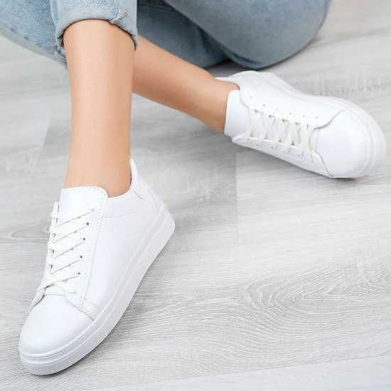 Modamela K204 Beyaz Bağcıklı Kadın Spor Ayakkabı