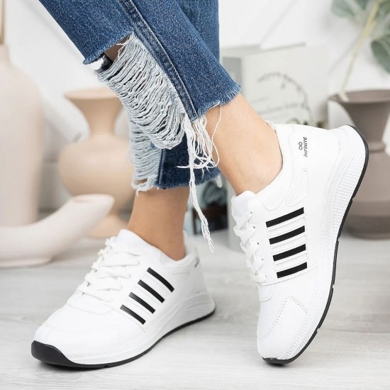 Modamela K208 Beyaz Çizgili Kadın Spor Ayakkabı